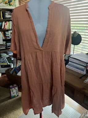 Anthropologie Coral-Peach Mini Dress